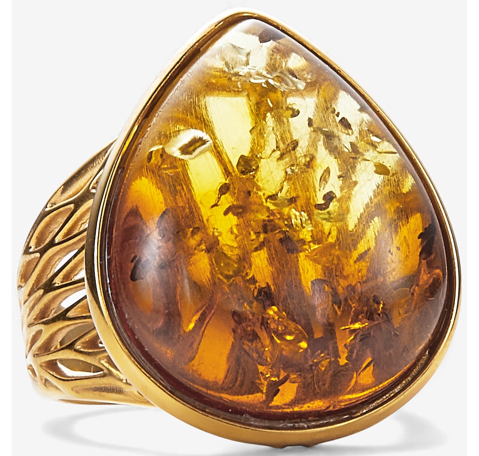 Image 115417_YPOMB.jpg, Product 115-417 / Price $99.99, Amber Extraordinaire Sterling Silver Pear Cut Ring from Amber Extraordinaire on TSC.ca's Jewellery department