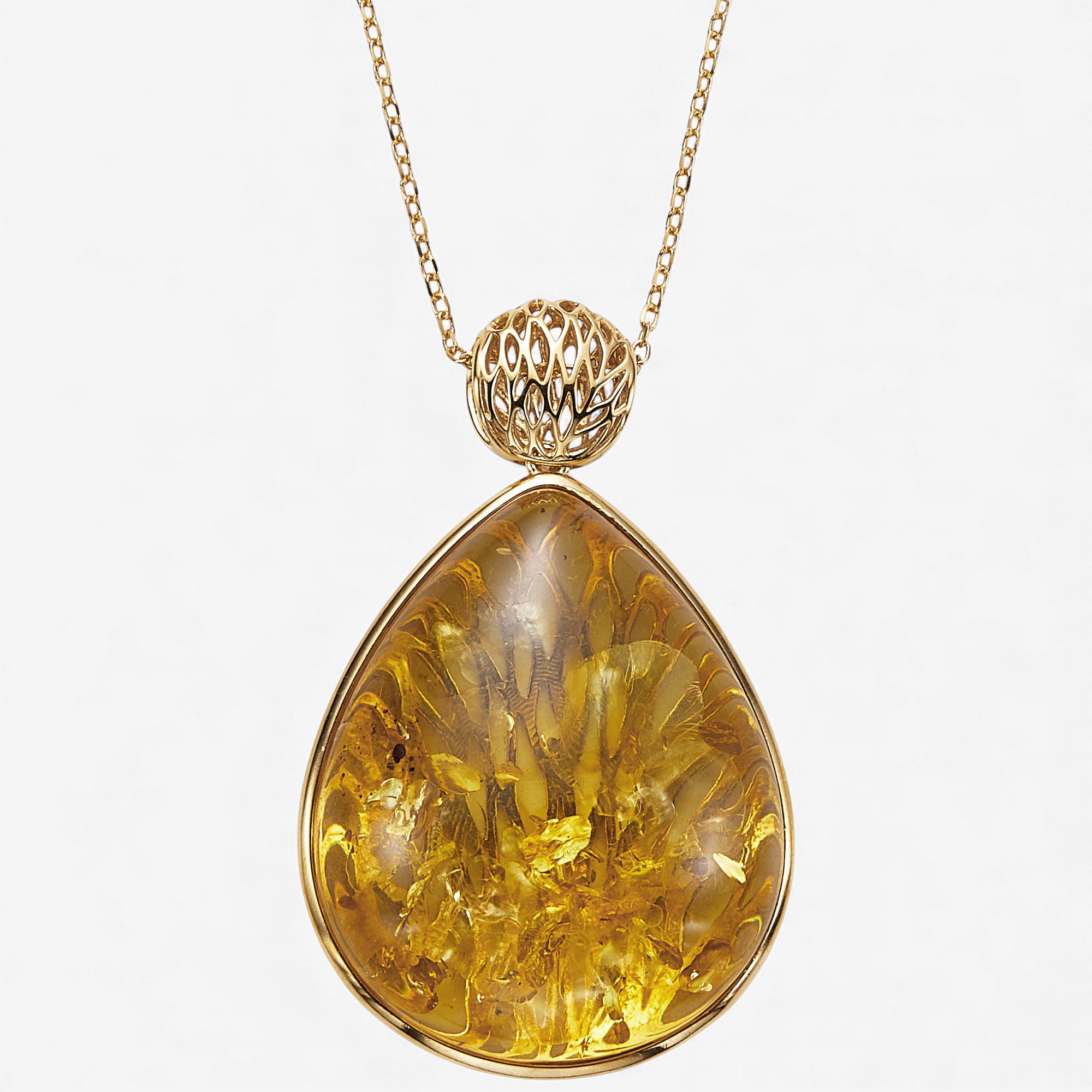 Amber Extraordinaire Sterling Silver Pear Cut Pendant - TSC.ca