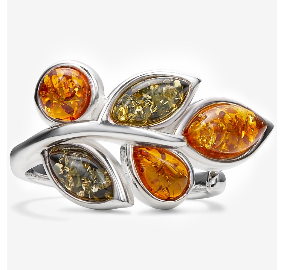Image 115424_SSIL.jpg, Product 115-424 / Price $59.99, Amber Extraordinaire Sterling Silver Marquise Leaf Ring from Amber Extraordinaire on TSC.ca's Jewellery department