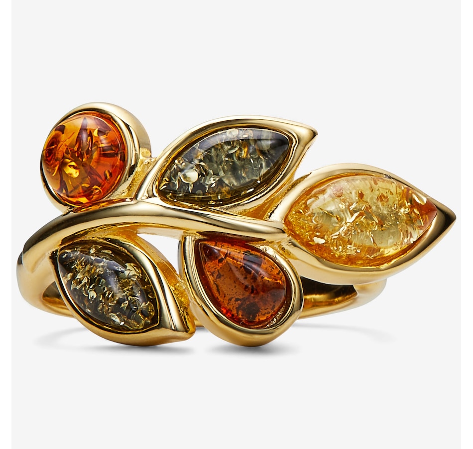 Image 115424_YGP.jpg, Product 115-424 / Price $59.99, Amber Extraordinaire Sterling Silver Marquise Leaf Ring from Amber Extraordinaire on TSC.ca's Jewellery department
