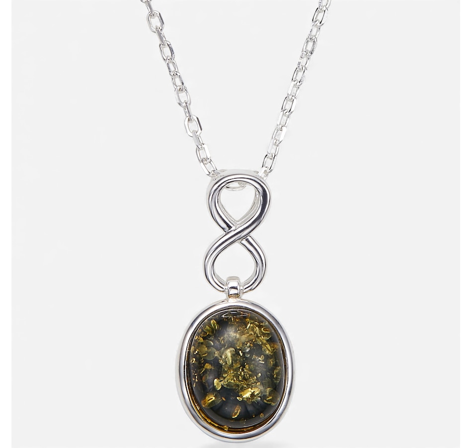 Image 115425_SLGR.jpg, Product 115-425 / Price $59.99, Amber Extraordinaire Sterling Silver Oval Cabachon Infinity Pendant from Amber Extraordinaire on TSC.ca's Jewellery department
