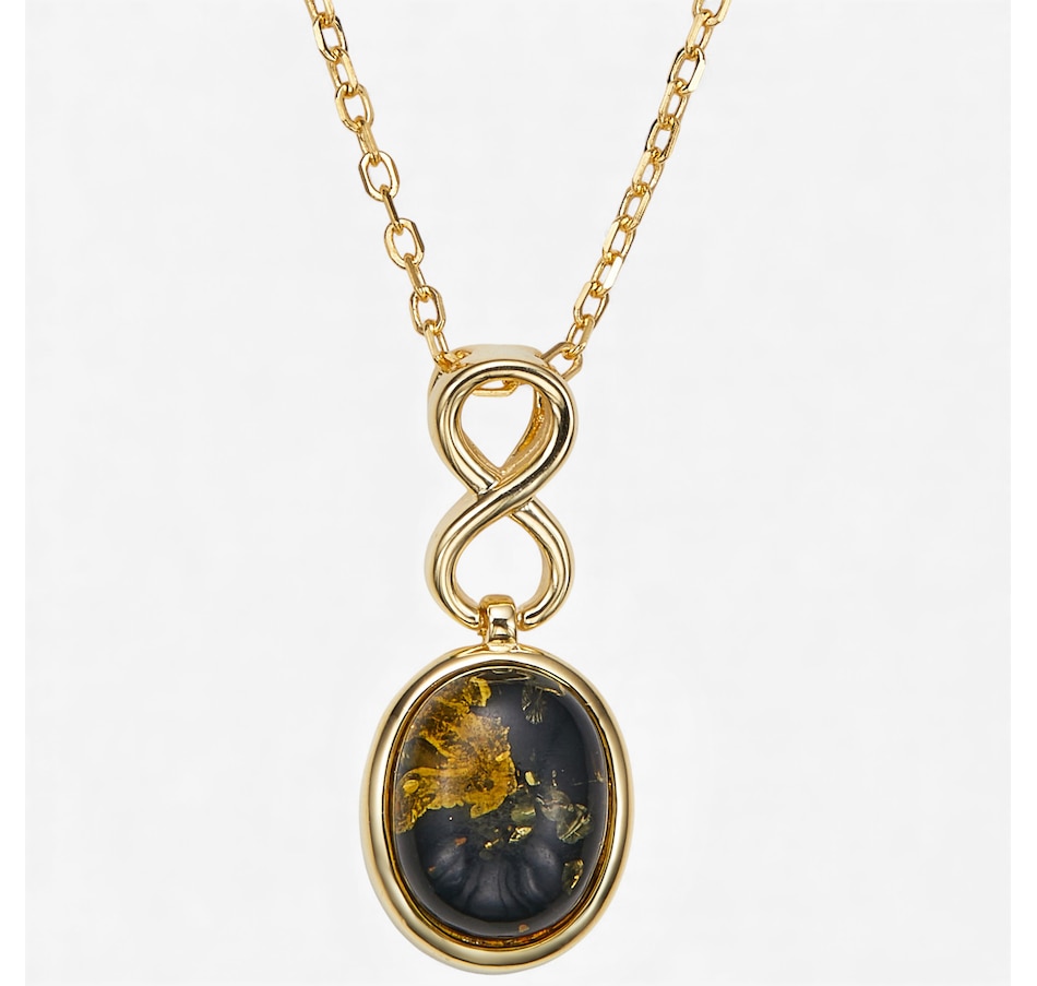 Image 115425_YGPGR.jpg, Product 115-425 / Price $59.99, Amber Extraordinaire Sterling Silver Oval Cabachon Infinity Pendant from Amber Extraordinaire on TSC.ca's Jewellery department