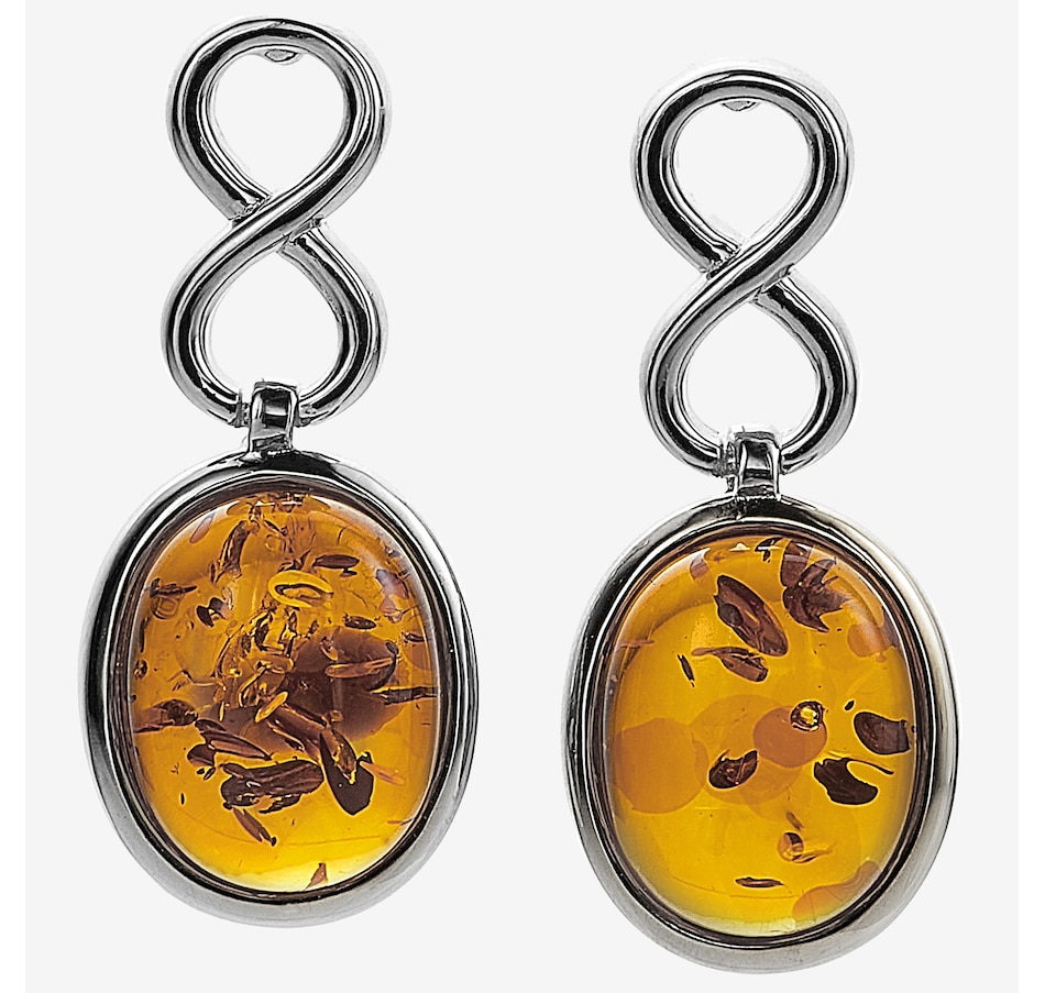 Image 115426_CGYGP.jpg, Product 115-426 / Price $59.99, Amber Extraordinaire Sterling Silver Oval Cabachon Infinity Earrings from Amber Extraordinaire on TSC.ca's Jewellery department