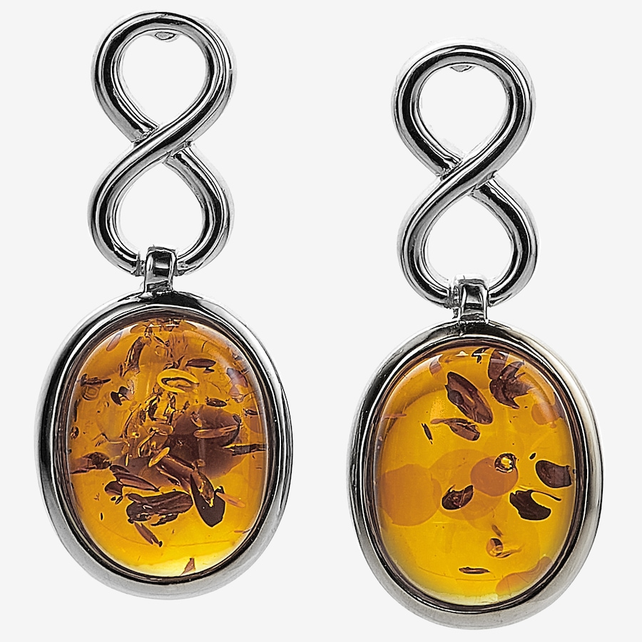 Image 115426_CGYGP.jpg, Product 115-426 / Price $69.99, Amber Extraordinaire Sterling Silver Oval Cabachon Infinity Earrings from Amber Extraordinaire on TSC.ca's Jewellery department