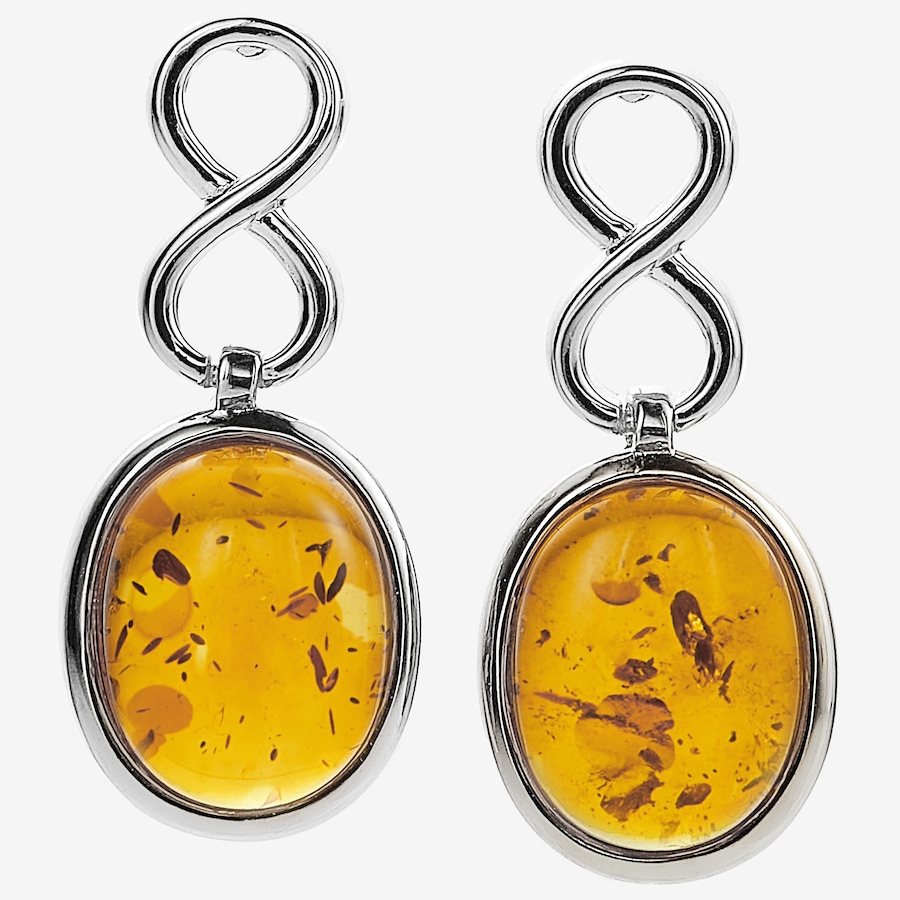 Image 115426_COGSL.jpg, Product 115-426 / Price $69.99, Amber Extraordinaire Sterling Silver Oval Cabachon Infinity Earrings from Amber Extraordinaire on TSC.ca's Jewellery department