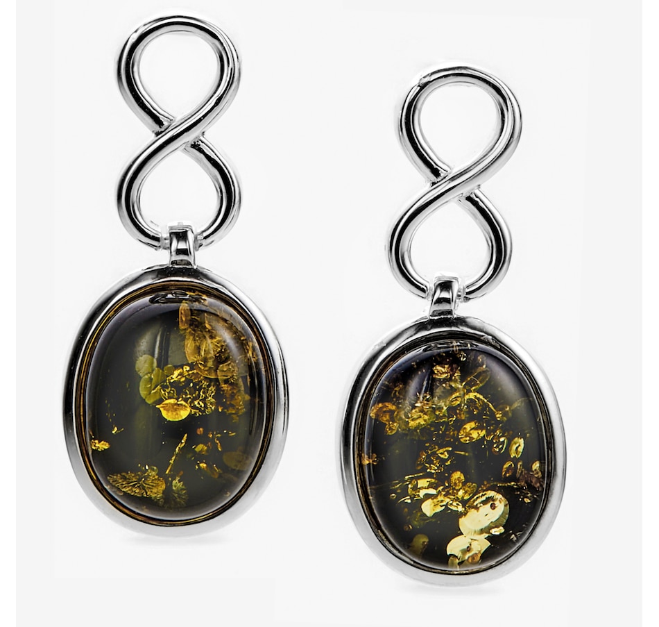 Image 115426_SLGR.jpg, Product 115-426 / Price $59.99, Amber Extraordinaire Sterling Silver Oval Cabachon Infinity Earrings from Amber Extraordinaire on TSC.ca's Jewellery department
