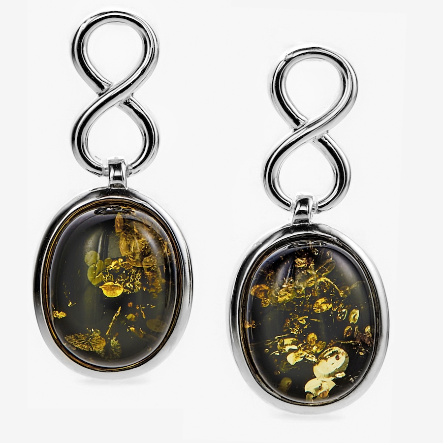 Image 115426_SLGR.jpg, Product 115-426 / Price $69.99, Amber Extraordinaire Sterling Silver Oval Cabachon Infinity Earrings from Amber Extraordinaire on TSC.ca's Jewellery department