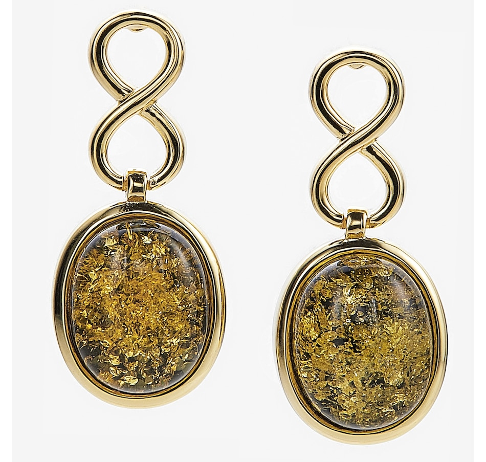 Image 115426_YGPGR.jpg, Product 115-426 / Price $59.99, Amber Extraordinaire Sterling Silver Oval Cabachon Infinity Earrings from Amber Extraordinaire on TSC.ca's Jewellery department