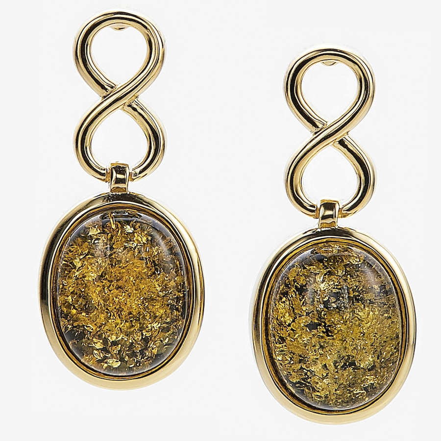 Image 115426_YGPGR.jpg, Product 115-426 / Price $69.99, Amber Extraordinaire Sterling Silver Oval Cabachon Infinity Earrings from Amber Extraordinaire on TSC.ca's Jewellery department