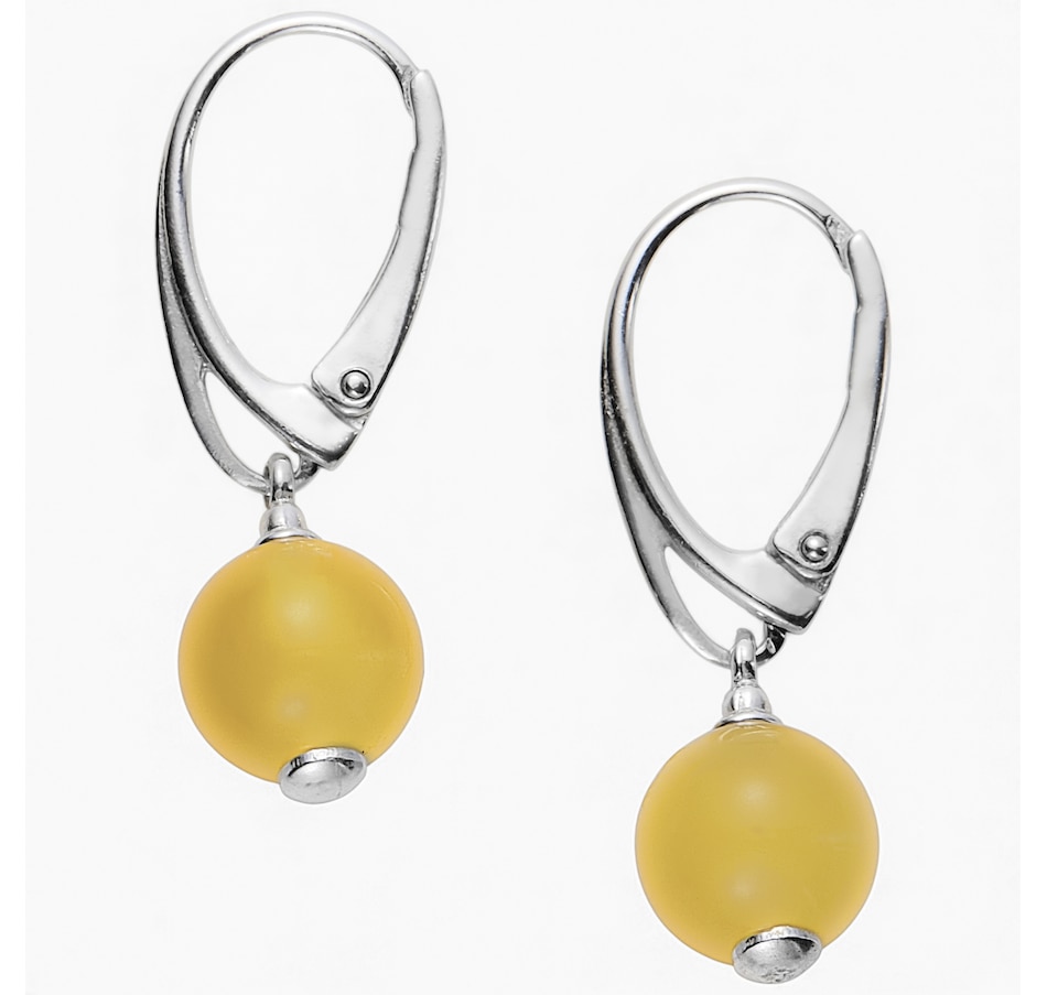 Image 115430.jpg, Product 115-430 / Price $29.99, Amber Extraordinaire Sterling Silver Butter Amber Solitaire Bead Earrings from Amber Extraordinaire on TSC.ca's Jewellery department