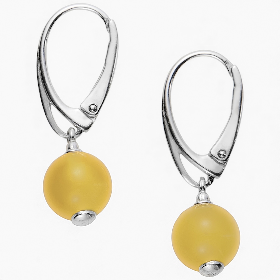 Image 115430.jpg, Product 115-430 / Price $36.99, Amber Extraordinaire Sterling Silver Butter Amber Solitaire Bead Earrings from Amber Extraordinaire on TSC.ca's Jewellery department