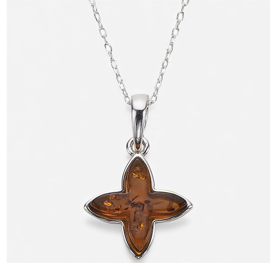 Image 115436_COG.jpg, Product 115-436 / Price $49.99, Amber Extraordinaire Sterling Silver Amber Criss Cross Pendant from Amber Extraordinaire on TSC.ca's Jewellery department