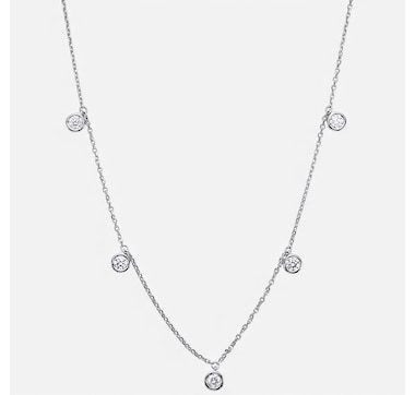 EVERA Diamonds Sterling Silver Diamond Station Necklace