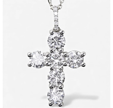 EVERA Diamonds 14K Gold Diamond Cross Pendant with Chain