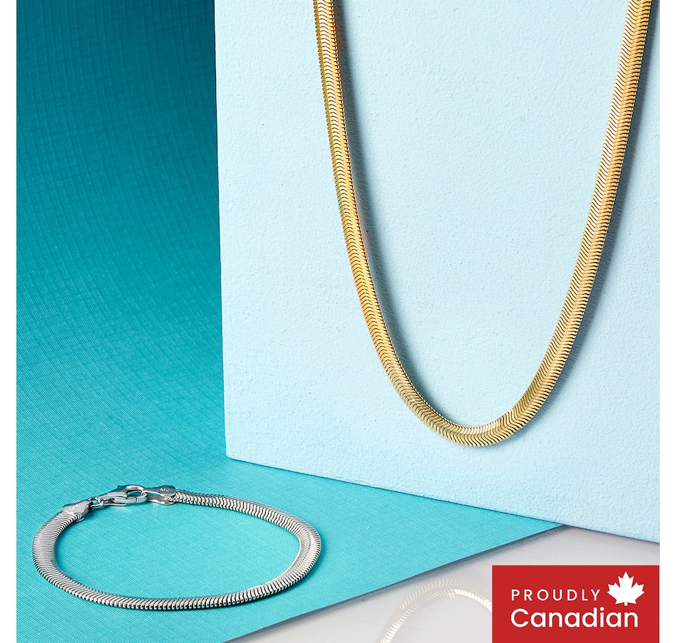 Image 115507_ALTMORE100.jpg, Product 115-507 / Price $389.99 - $429.99, Silver Gallery Sterling Silver Diamond Cut Slinky Flat Snake Chain Necklace from Silver Gallery on TSC.ca's Jewellery department