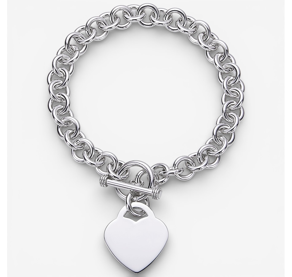 Image 115524.jpg, Product 115-524 / Price $289.99, Silver Gallery Sterling Silver Rhodium Plate Toggle Bracelet With Heart Charm from Silver Gallery on TSC.ca's Jewellery department