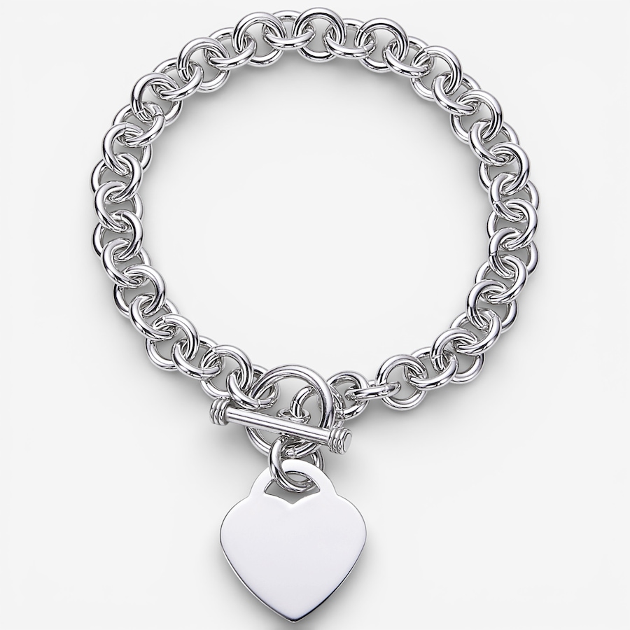 Image 115524.jpg, Product 115-524 / Price $319.99, Silver Gallery Sterling Silver Rhodium Plate Toggle Bracelet With Heart Charm from Silver Gallery on TSC.ca's Jewellery department