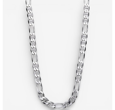 Silver Gallery Sterling Silver Rhodium Plated Figarucci Chain