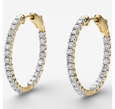EVERA Diamonds 14K Gold Diamond Hoop Earrings