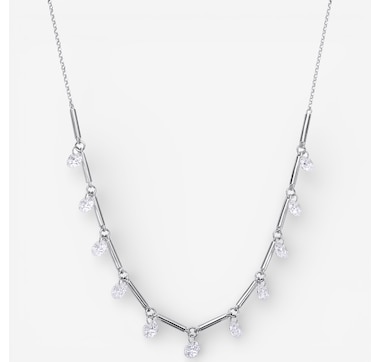 Diamonelle Sterling Silver Shaped Diamonelle Station Necklace