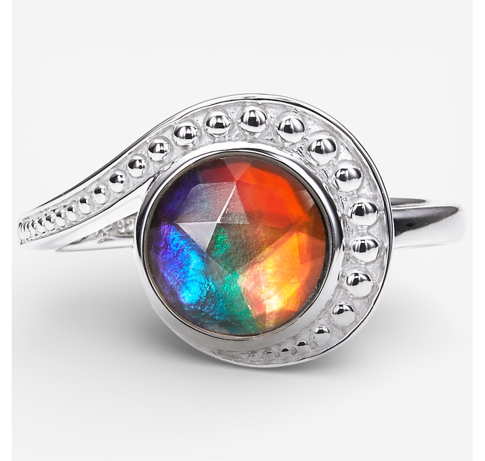 Image 115574_RHOP.jpg, Product 115-574 / Price $449.99, Canadian Ammolite Gems Sterling Silver 8mm Round Ammolite Swirl Ring from Canadian Ammolite Gems on TSC.ca's Jewellery department