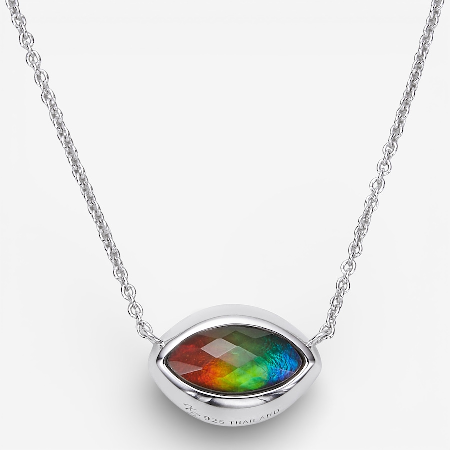 Image 115579_RHOP.jpg, Product 115-579 / Price $479.99, Canadian Ammolite Gems Sterling Silver 10 mm x 5 mm Marquise Ammolite Statement Pendant Necklace from Canadian Ammolite Gems on TSC.ca's Jewellery department