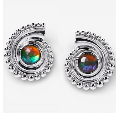 Canadian Ammolite Gems Sterling Silver Ammolite Shell Earrings