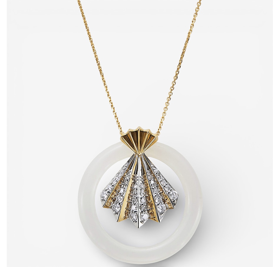 Image 115586.jpg, Product 115-586 / Price $1,449.99, Jade of Yesteryear 14K Rhodium Genuine Natural White Nephrite Jade and Diamond Necklace from Jade of Yesteryear on TSC.ca's Jewellery department