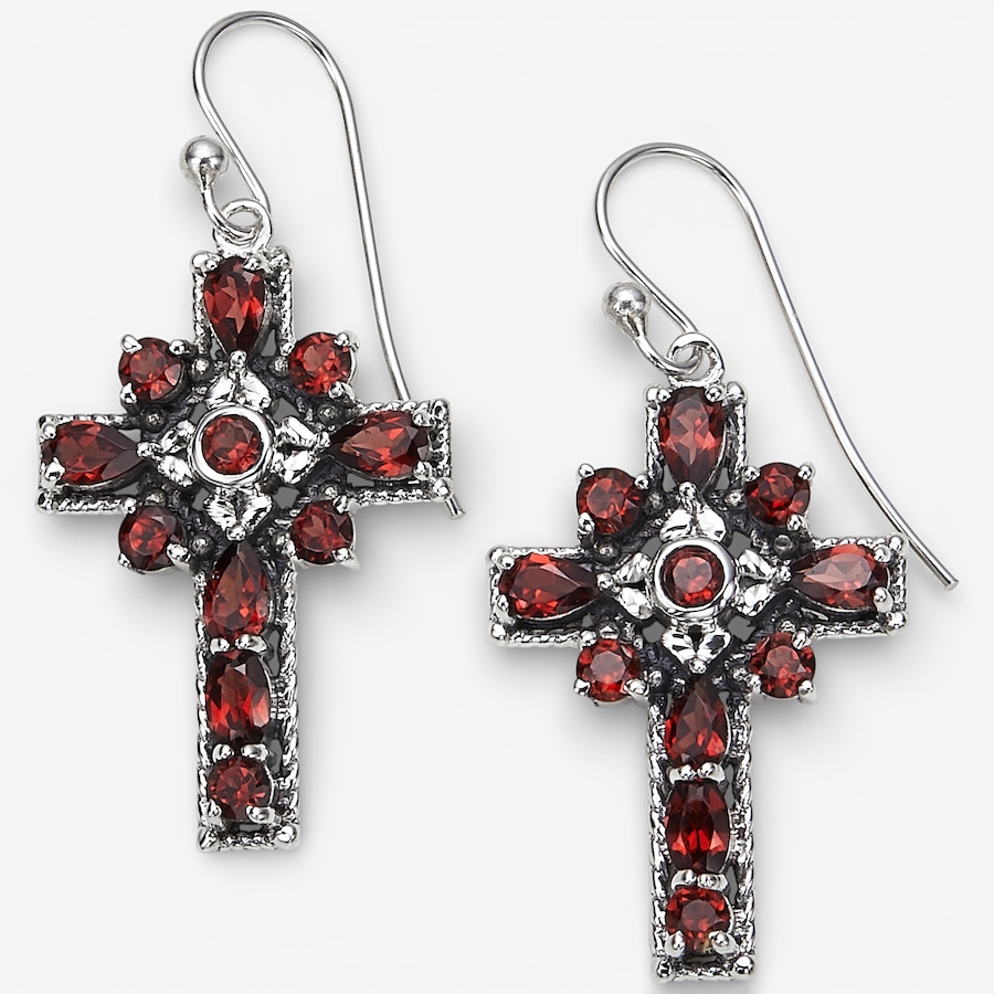 Image 115625_GAR.jpg, Product 115-625 / Price $99.88, Himalayan Gems Sterling Silver Gemstone Cross French Wire Earrings from Himalayan Gems on TSC.ca's Jewellery department