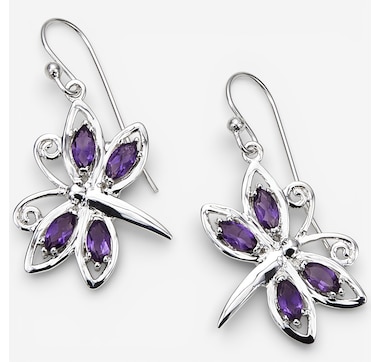 Himalayan Gems Sterling Silver Gemstone Dragonfly Earrings