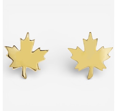 Hillberg &amp; Berk Sterling Silver/14K Team Canada Maple Leaf Stud Earrings