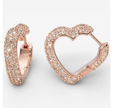 Hillberg &amp; Berk Sterling Silver/14K Gold Vermeil Sparkle Heart Hoop Earrings