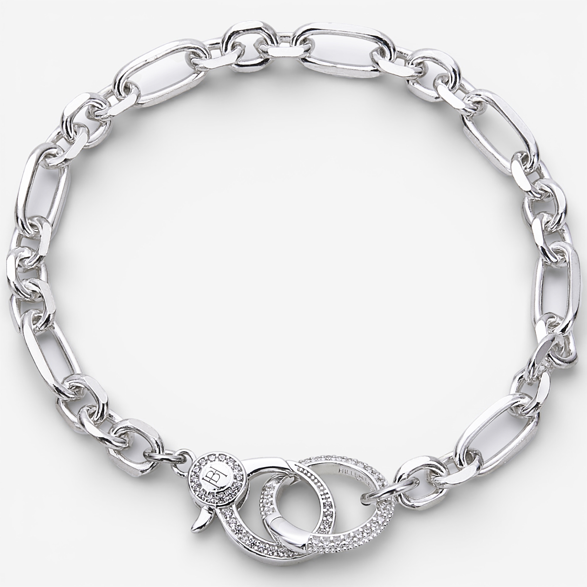 Hillberg & Berk Sterling Silver Charm Pavé Link Bracelet with