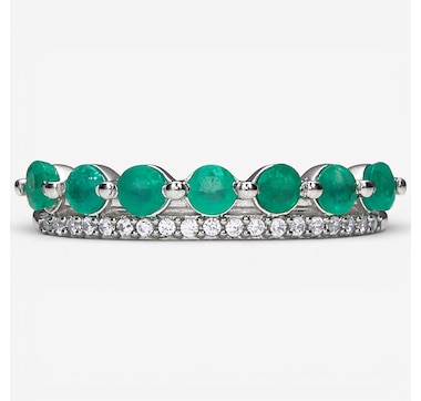 Sterling Silver Gemstone and White Zircon Ring