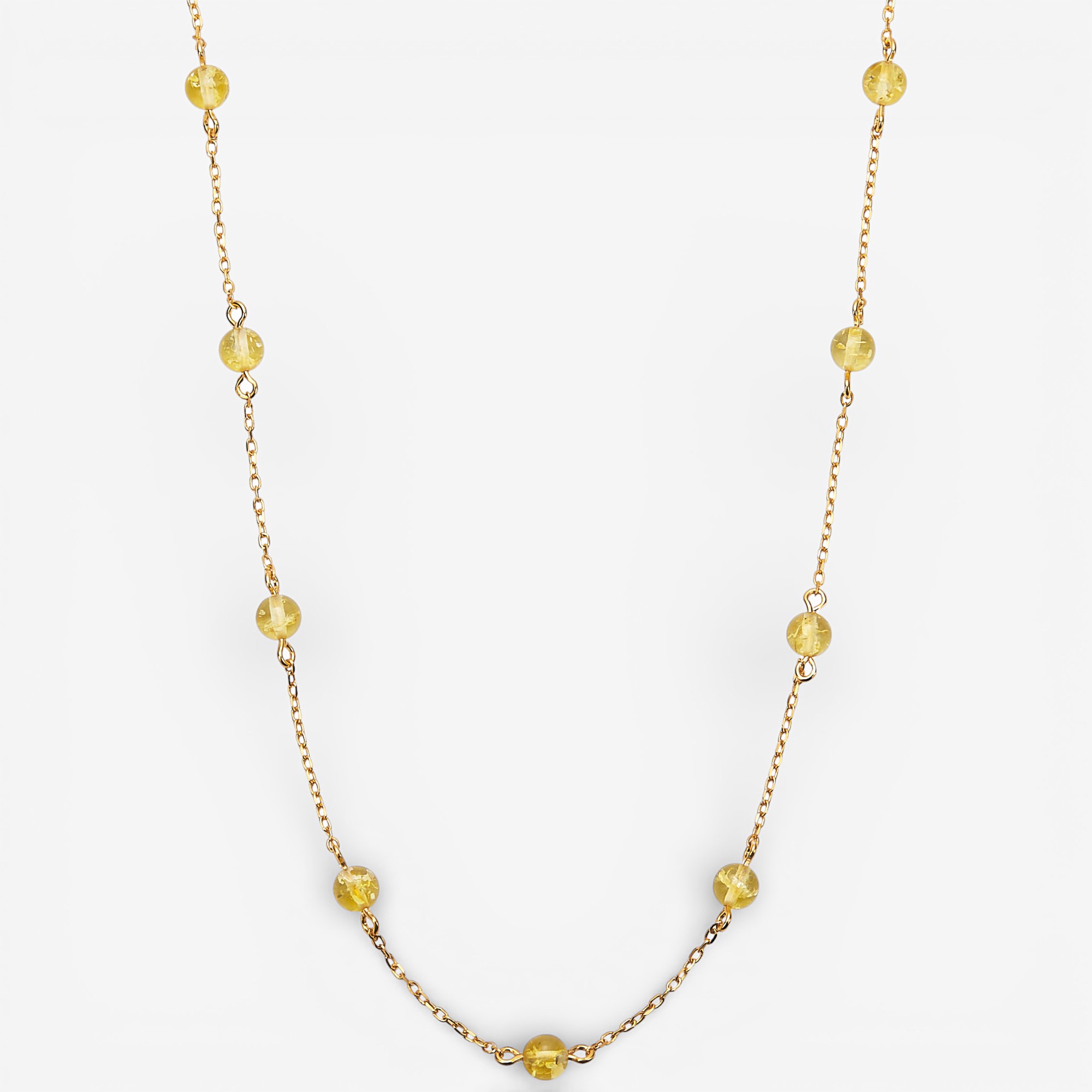 Amber Extraordinaire Sterling Silver Amber Ball Station Necklace