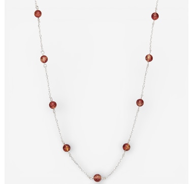 Amber Extraordinaire Sterling Silver Amber Ball Station Necklace