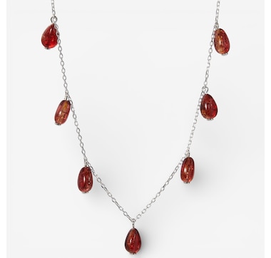 Amber Extraordinaire Sterling Silver Drop Floating Necklace