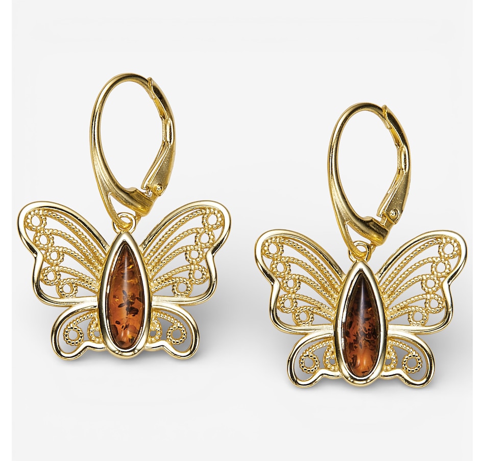 Image 115676_COGGP.jpg, Product 115-676 / Price $99.99, Amber Extraordinaire Sterling Silver Amber Butterfly Earrings from Amber Extraordinaire on TSC.ca's Jewellery department