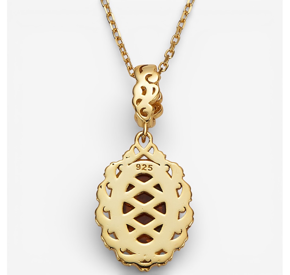 Image 115679_ALTMORE2.jpg, Product 115-679 / Price $79.99, Amber Extraordinaire Sterling Silver Yellow Gold Plate Oval Amber Pendant with Chain from Amber Extraordinaire on TSC.ca's Jewellery department