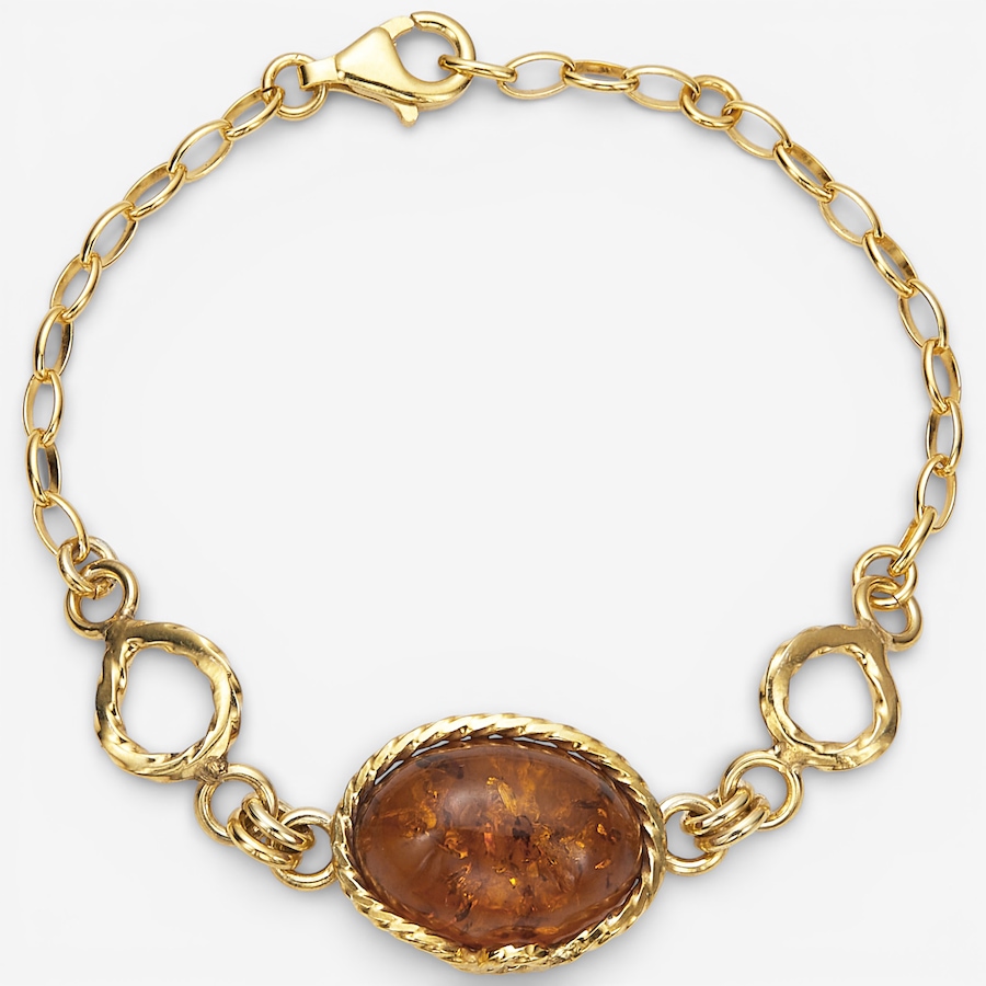 Image 115680.jpg, Product 115-680 / Price $99.88, Amber Extraordinaire Sterling Silver Yellow Gold Plate Oval Amber Bracelet from Amber Extraordinaire on TSC.ca's Jewellery department