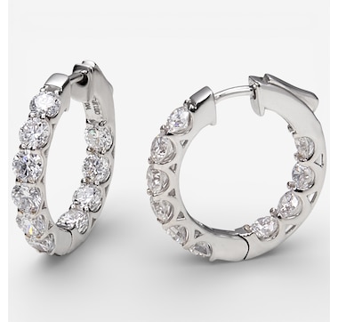 EVERA Diamonds 14K Gold Diamond Hoop Earrings