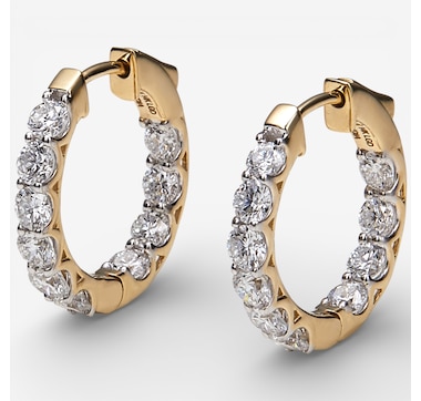 EVERA Diamonds 14K Gold Diamond Hoop Earrings