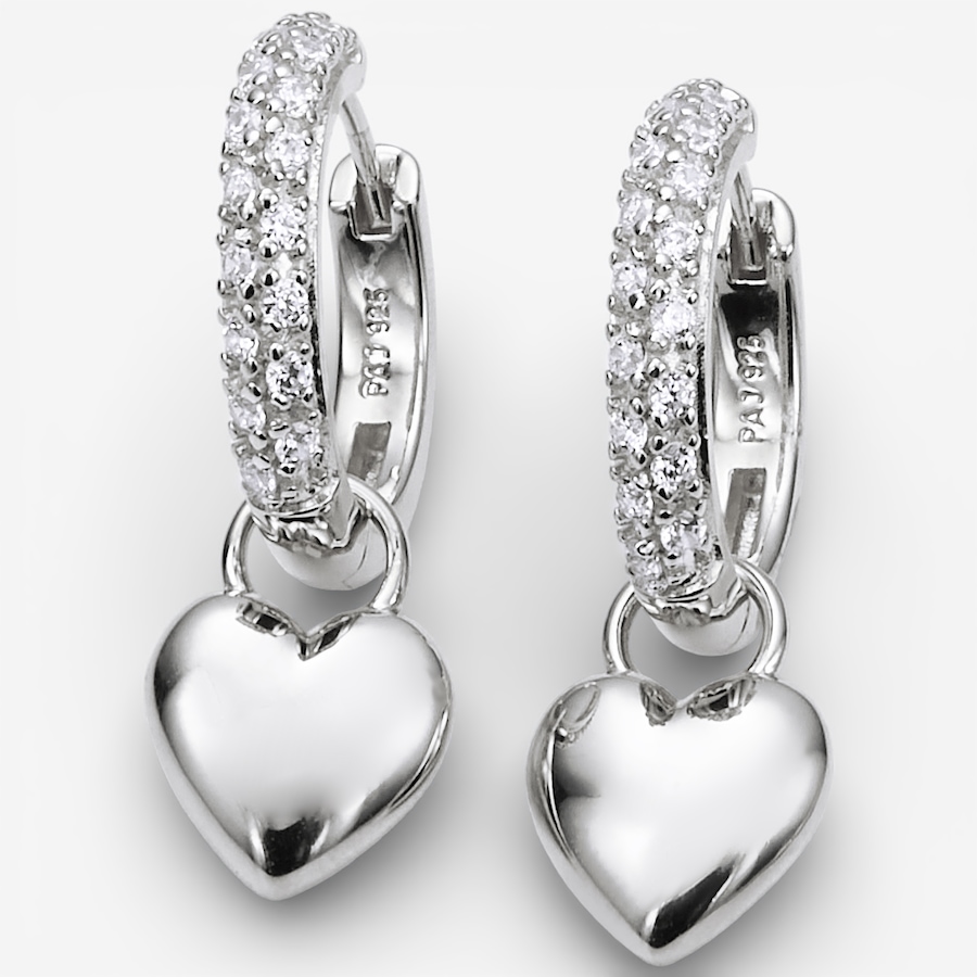 Image 115712_RHOP.jpg, Product 115-712 / Price $169.99, Diamonelle Sterling Silver 12-mm Hoop Earrings with Removable Heart Charm from Diamonelle on TSC.ca's Jewellery department