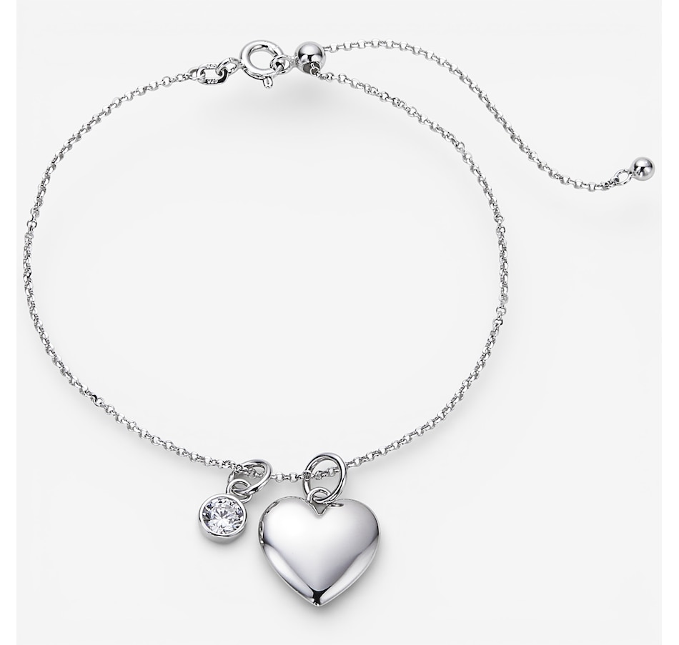 Image 115714_RHOP.jpg, Product 115-714 / Price $149.99, Diamonelle Sterling Silver Diamonelle Heart Charm Bracelet from Diamonelle on TSC.ca's Jewellery department