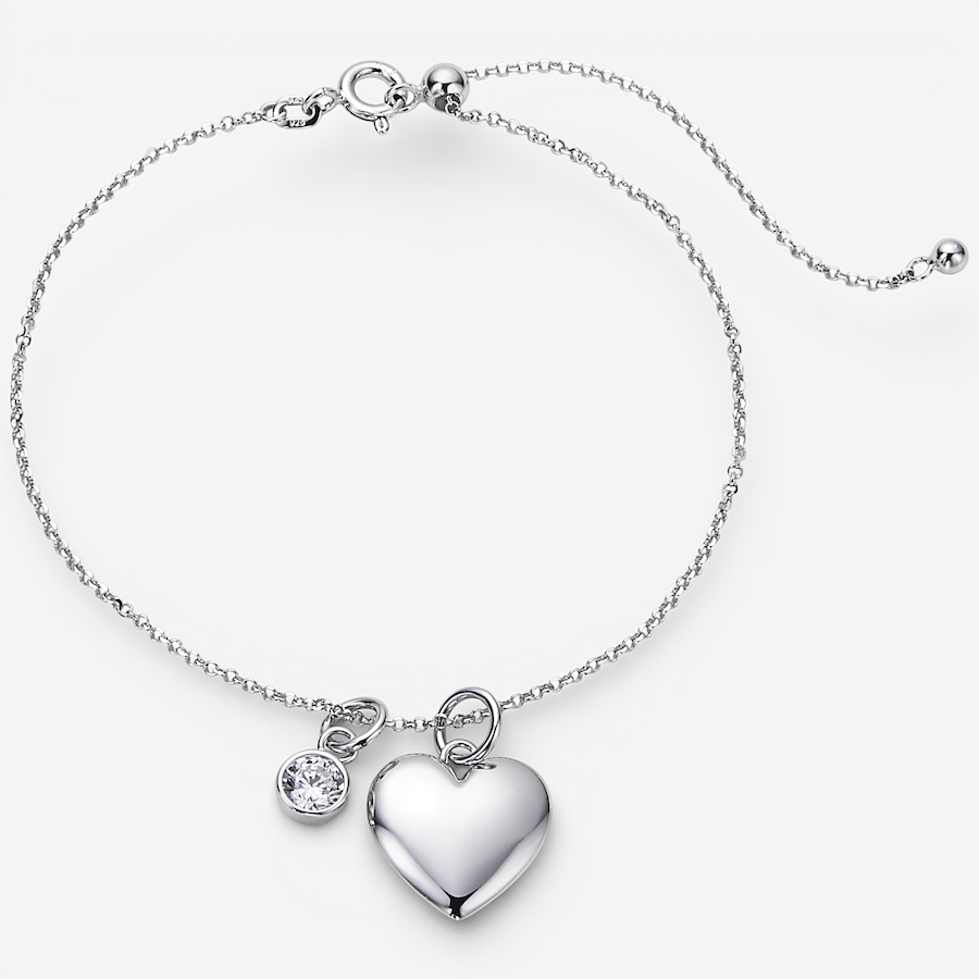 Image 115714_RHOP.jpg, Product 115-714 / Price $149.99, Diamonelle Sterling Silver Diamonelle Heart Charm Bracelet from Diamonelle on TSC.ca's Jewellery department