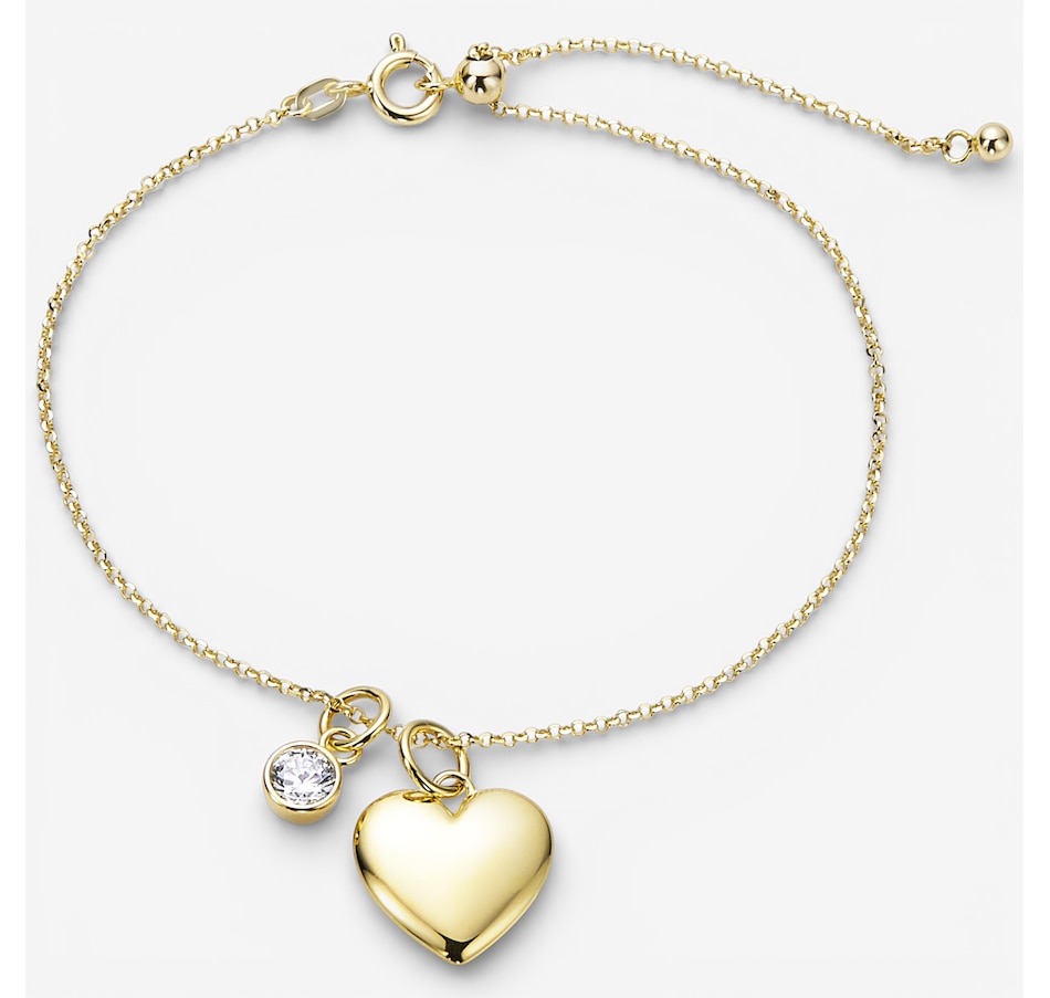 Image 115714_YGP.jpg, Product 115-714 / Price $149.99, Diamonelle Sterling Silver Diamonelle Heart Charm Bracelet from Diamonelle on TSC.ca's Jewellery department
