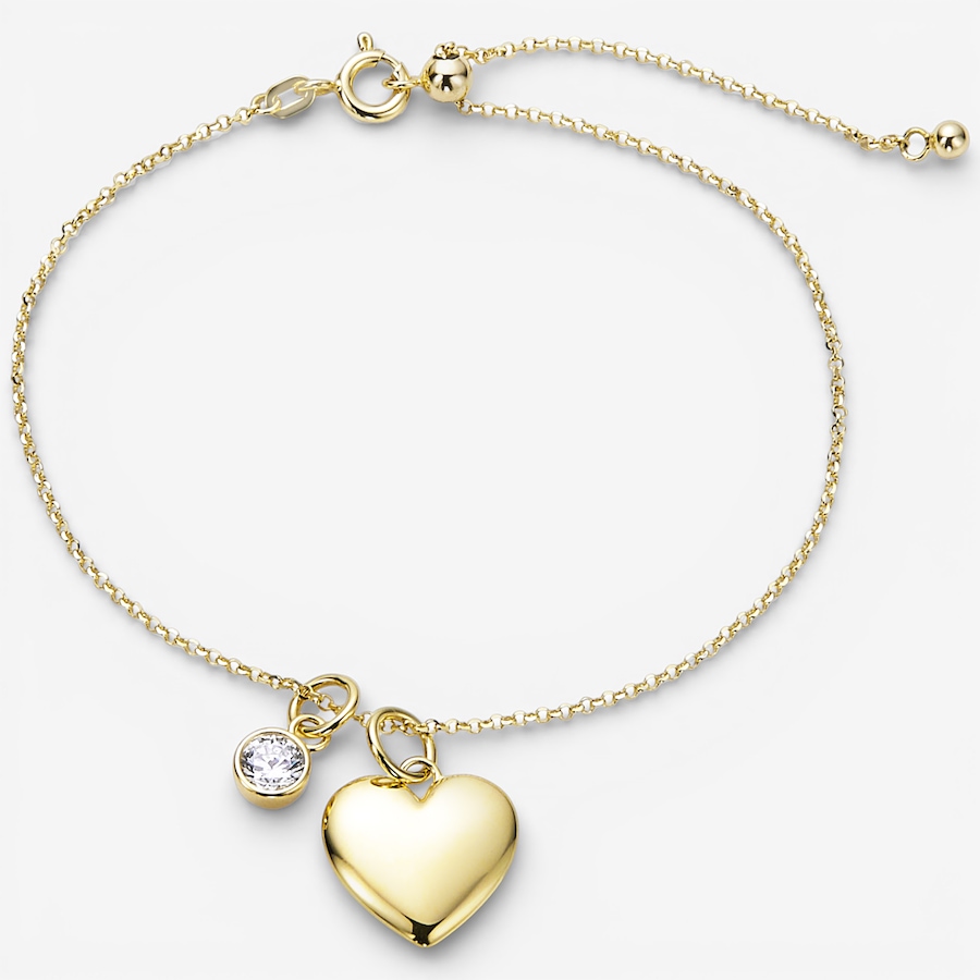 Image 115714_YGP.jpg, Product 115-714 / Price $149.99, Diamonelle Sterling Silver Diamonelle Heart Charm Bracelet from Diamonelle on TSC.ca's Jewellery department