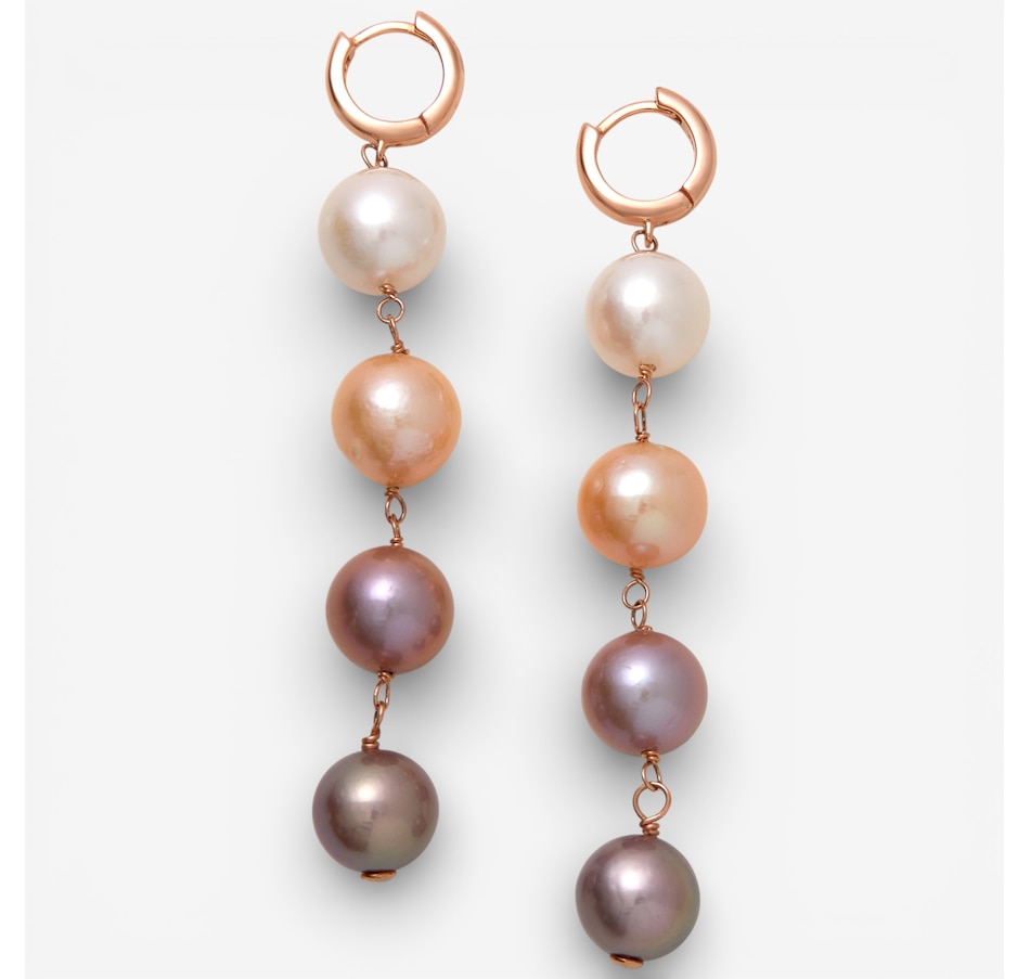 Image 115768.jpg, Product 115-768 / Price $279.99, Roz Kwan Sterling Silver 10mm-11mm Round Nucleated Pink Ombre Freshwater Pearl Drop with Hoop Earrings from Roz Kwan Jewellery Collection on TSC.ca's Jewellery department