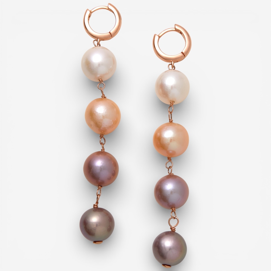 Image 115768.jpg, Product 115-768 / Price $279.99, Roz Kwan Sterling Silver 10mm-11mm Round Nucleated Pink Ombre Freshwater Pearl Drop with Hoop Earrings from Roz Kwan Jewellery Collection on TSC.ca's Jewellery department