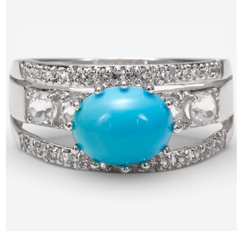 Image 115776.jpg, Product 115-776 / Price $279.99, Roz Kwan Sterling Silver Sleeping Beauty Turquoise and White Topaz Ring from Roz Kwan Jewellery Collection on TSC.ca's Jewellery department